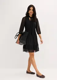 Robe en jersey mesh à col lavallière, bonprix