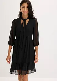 Robe en jersey mesh à col lavallière, bonprix