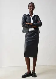 Jupe en cuir fendue sur le côté, bonprix