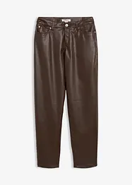 Pantalon barrel enduit, taille mi-haute, bonprix