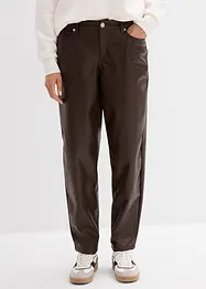 Pantalon barrel enduit, taille mi-haute, bonprix