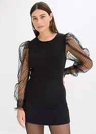 Pull en fine maille avec manches en mesh, bonprix