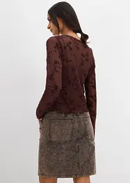 T-shirt manches longues à imprimé floqué, bonprix