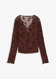 T-shirt manches longues à imprimé floqué, bonprix