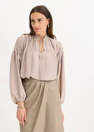 Tunique en satin brillant avec plis religieuse, bonprix