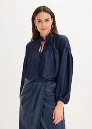 Tunique en satin brillant avec plis religieuse, bonprix