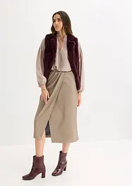 Tunique en satin brillant avec plis religieuse, bonprix