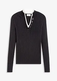 Pull côtelé effet superposé, viscose majoritaire, bonprix