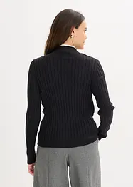 Pull côtelé effet superposé, viscose majoritaire, bonprix