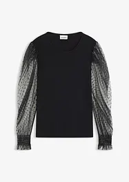 Pull en fine maille avec manches en mesh, bonprix
