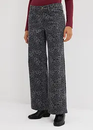 Pantalon large en twill imprimé léopard, bonprix