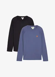 Lot de 2 T-shirts manches longues 100% coton, bonprix