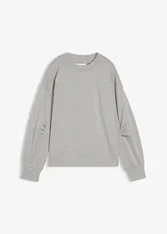 Sweat-shirt en coton à large col côtelé, bonprix