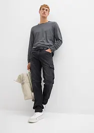 Lot de 2 T-shirts manches longues aspect délavé, bonprix