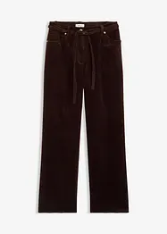 Pantalon large en velours côtelé avec ceinture à nouer, bonprix