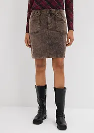 Jupe courte en velours côtelé délavé, bonprix