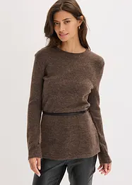 T-shirt manches longues en maille avec ceinture à nouer, bonprix