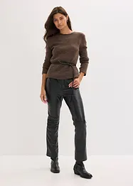 T-shirt manches longues en maille avec ceinture à nouer, bonprix