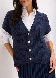 Gilet sans manches en laine mélangée avec boutons décoratifs, bonprix