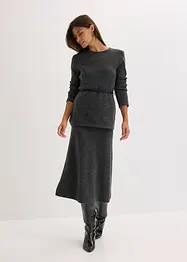 T-shirt manches longues en maille avec ceinture à nouer, bonprix