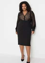 Robe midi près du corps rehaussée de dentelle, bonprix