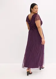 Robe longue en tulle avec perles brodées, bonprix