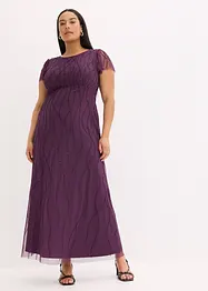 Robe longue en tulle avec perles brodées, bonprix
