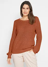 Pull en maille texturée de coton mélangé, bonprix