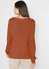 Pull en maille texturée de coton mélangé, bonprix