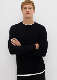 Pull texturé effet 2-en-1 en coton mélangé, bonprix