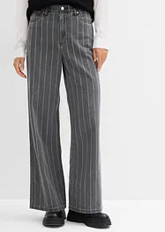 Jean large taille haute, effets destroy, bonprix