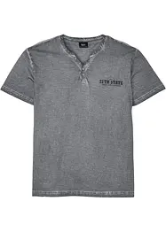 T-shirt col tunisien, aspect délavé, 100% coton, bonprix