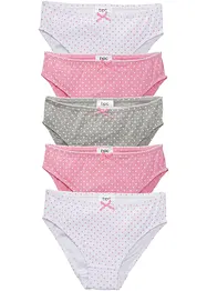 Lot de 5 slips coton avec nœud en satin, bonprix