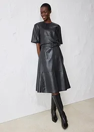 Jupe en cuir d’agneau nappa avec ceinture (ens. 2 pces), bonprix