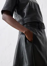 Jupe en cuir d’agneau nappa avec ceinture (ens. 2 pces), bonprix