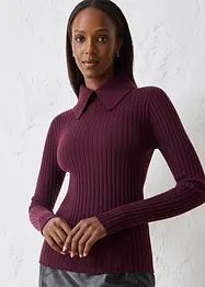 Pull côtelé en laine mérinos, bonprix