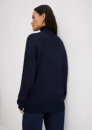 Pull léger en fine maille de viscose majoritaire à large col cheminée, bonprix