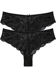 Lot de 2 slips brésiliens en dentelle délicate, bonprix