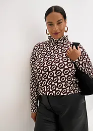 T-shirt manches longues texturé à col montant, bonprix