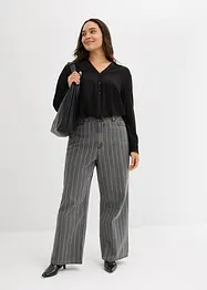 Jean large taille haute, effets destroy, bonprix