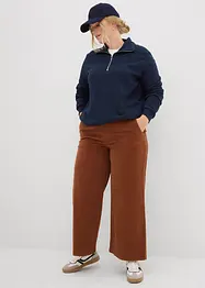Pantalon en velours côtelé, taille haute élastiquée, bonprix
