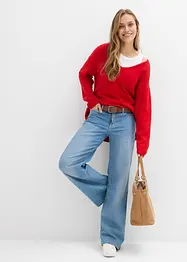 Pull long et oversize à fentes sur les côtés, bonprix