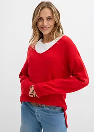Pull long et oversize à fentes sur les côtés, bonprix