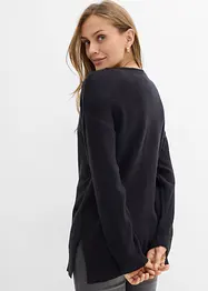 Pull long et oversize à fentes sur les côtés, bonprix