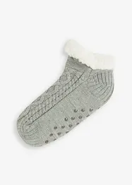 Chaussettes douillettes en maille torsadée avec doublure peluche et semelle antiglisse, bonprix