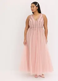 Robe longue en tulle fin avec sequins brodés, bonprix
