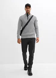 Pull texturé en coton majoritaire à col montant, bonprix