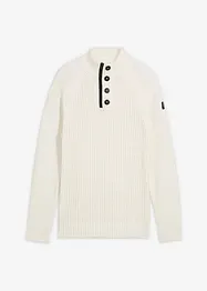 Pull texturé en coton majoritaire à col montant, bonprix