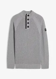 Pull texturé en coton majoritaire à col montant, bonprix