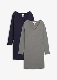 Robes en jersey à col V, bonprix